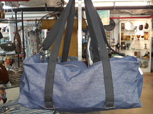 Load image into Gallery viewer, Large Dark Indigo Denim Duffle Bag w/adjustable cross-body strap