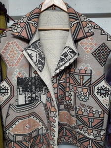Southwest Print/ Crazy Kooky Rug Vest with collar and pockets/ One Size