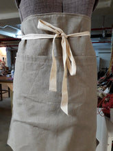Load image into Gallery viewer, Neutral Color Heavy Weight Linen Apron/ waist-high /with ties and 4 pockets