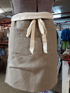 Neutral Color Heavy Weight Linen Apron/ waist-high /with ties and 4 pockets