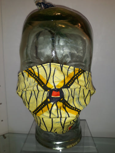 African Yellow/ Red/ Black Pleated Mask