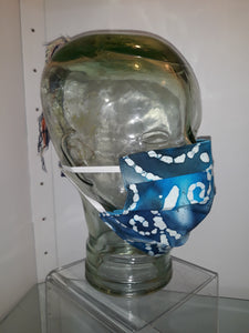 Blue Batik Pleated Reversible Mask